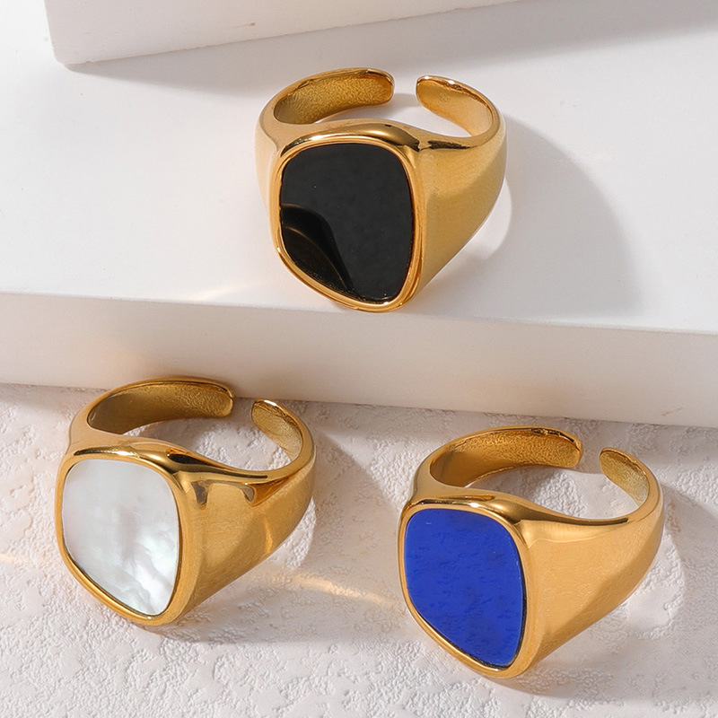 Color Block Pattern Women's Gender Wholesale Jewelry Retro Color Block 304 Stainless Steel Plating Rings