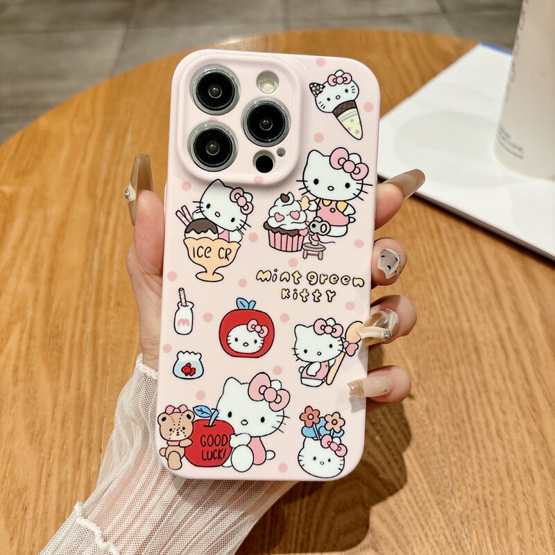 波点雪糕Kitty支架适用IPhone16promax手机壳15菲林14pro镜子1312|undefined