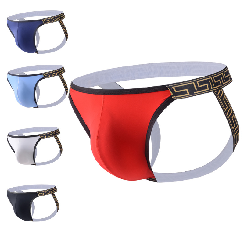 Men's Thong Underwear with Large Pouch, Half-Coverage Nylon Briefs, Low-Rise Sexy T-Back Trendy Style