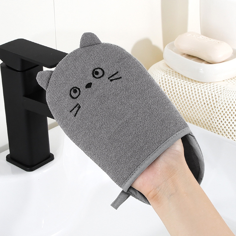 Color puro de los niños lindo piel sin dolor descontaminación indolora arena fina guantes de baño Toalla de baño de barro de las mujeres