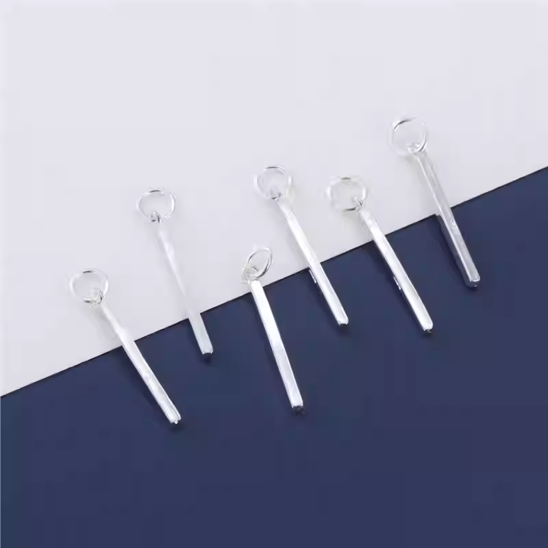 银琪银饰 S925纯银DIY手工耳环配件 手链制作材料 方柱吊坠挂件