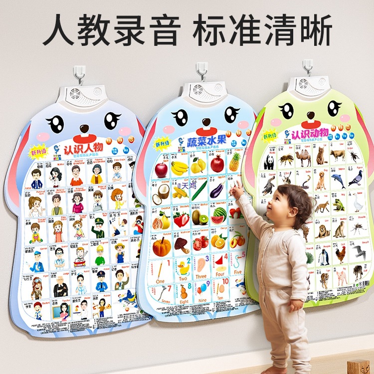 Baby Audio Early Education Wall Chart Reading and Sound Infant and Young Kidsren Recognition Knowledge Word Learning Enlightenment Toy Wall Sticker