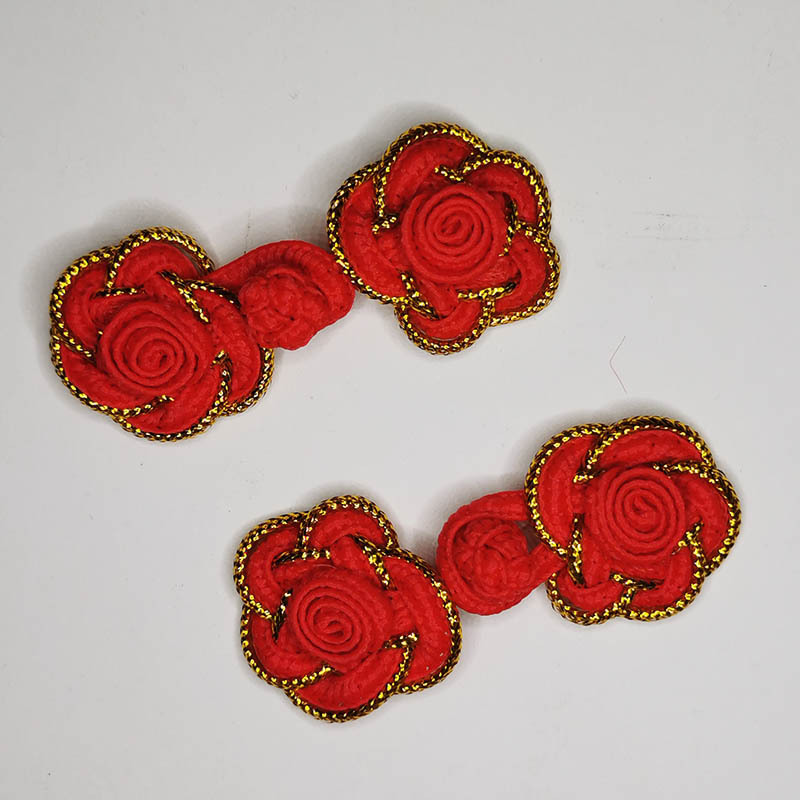 现货供应红金玫瑰盘扣/玫瑰花中国结布扣