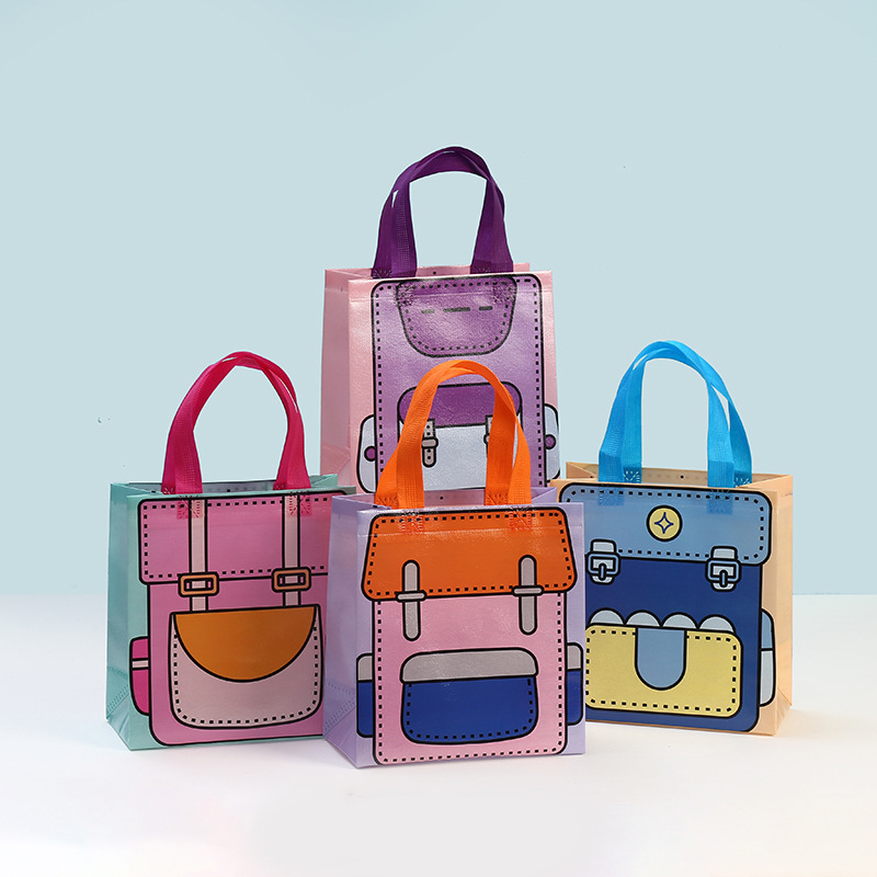 批发覆膜手提可加印购物袋 开学季防水外卖袋 印花书包无纺布袋