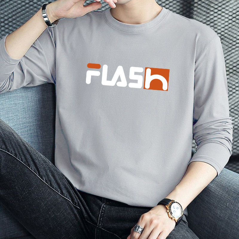 Spring and Autumn Thin Men's Long-sleeved T-shirt Korean Style Slim-fit Youth Pullover Round Neck Top Fashion Base Shirt Men's T-shirt