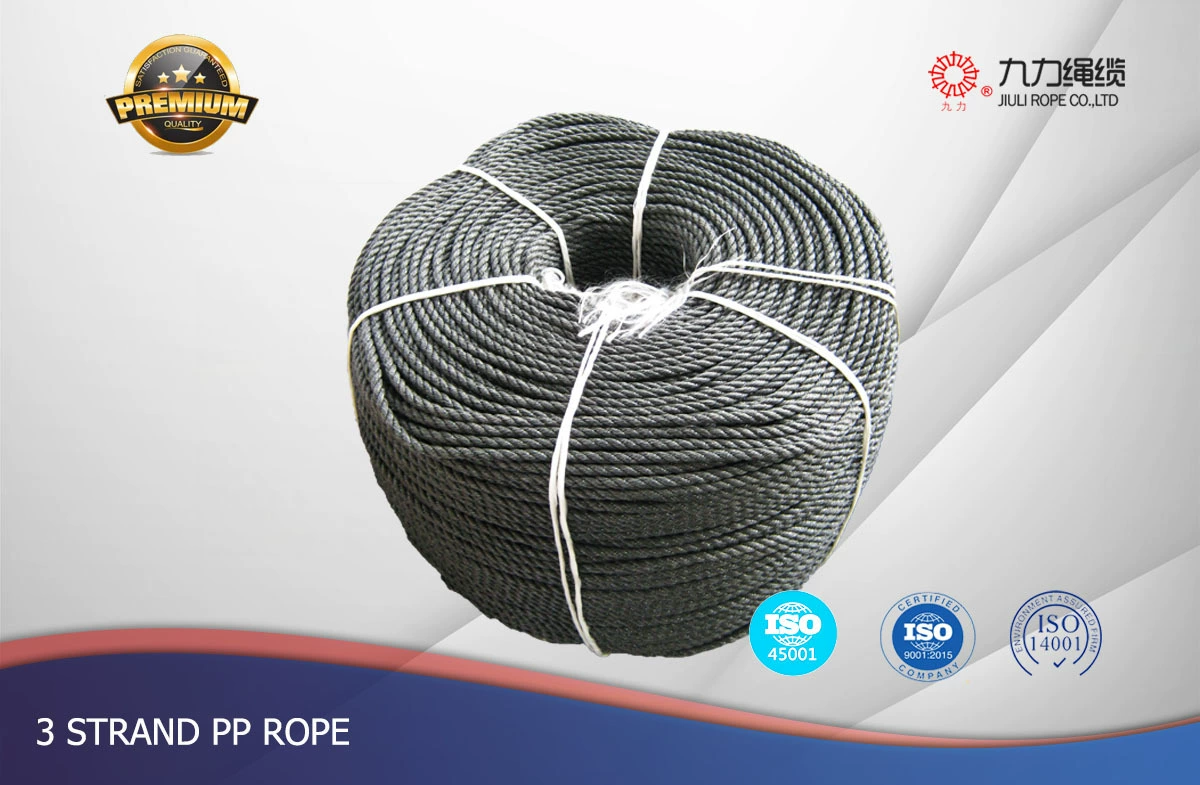 Трехжильный трос, веревка из химического волокна, обвязочная веревка, полипропилен, полипропиленовая веревка, полипропиленовая веревка, черный