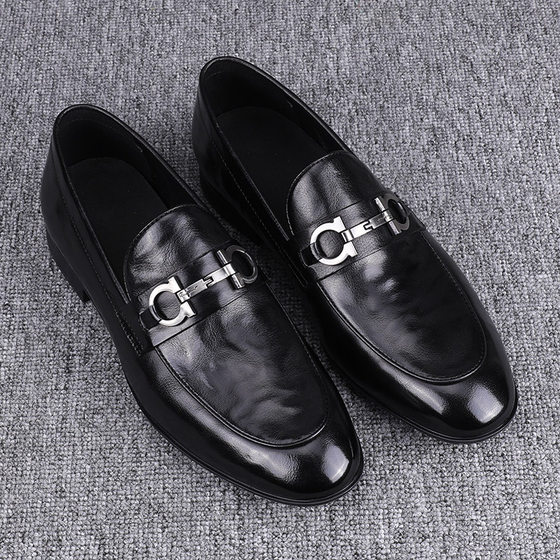 Men's Shoes Spring and Autumn 2024 New Pure Leather All-match Men's Business Casual Leather Shoes Korean Fashionable Horse Buckle Hair Stylist