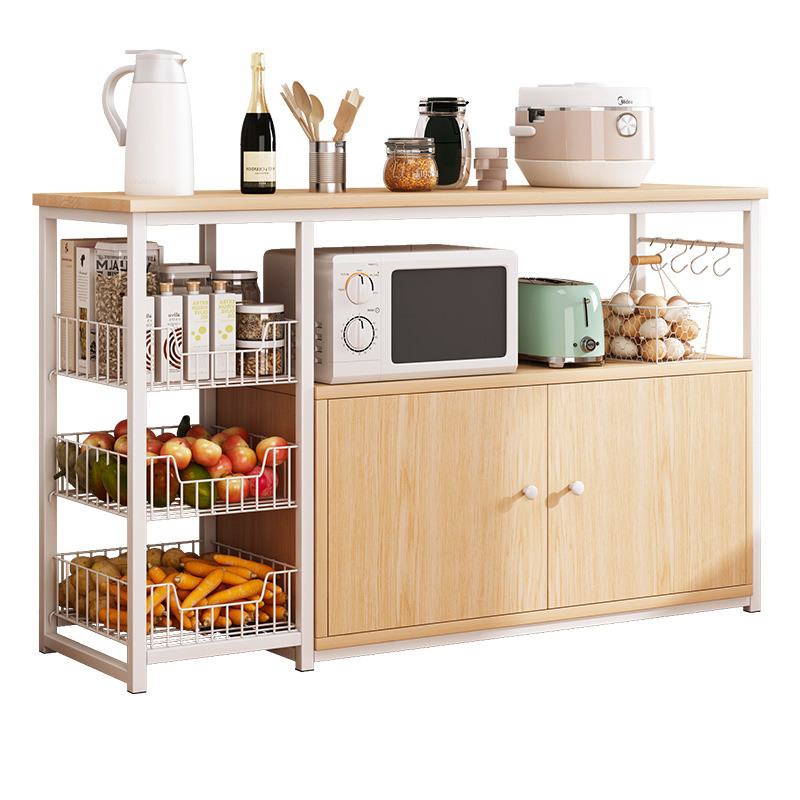 Estante de cocina, piso multifuncional, horno de microondas de varios pisos, utensilios de cocina, armario de almacenamiento contra la pared, armario de almacenamiento para el hogar