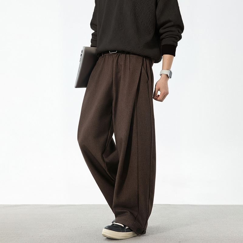 Three-Dimensional Pleated Design Casual Pants for Men Spring and Summer New Style Drapey Versatile Trousers Retro Loose Side Split Trousers