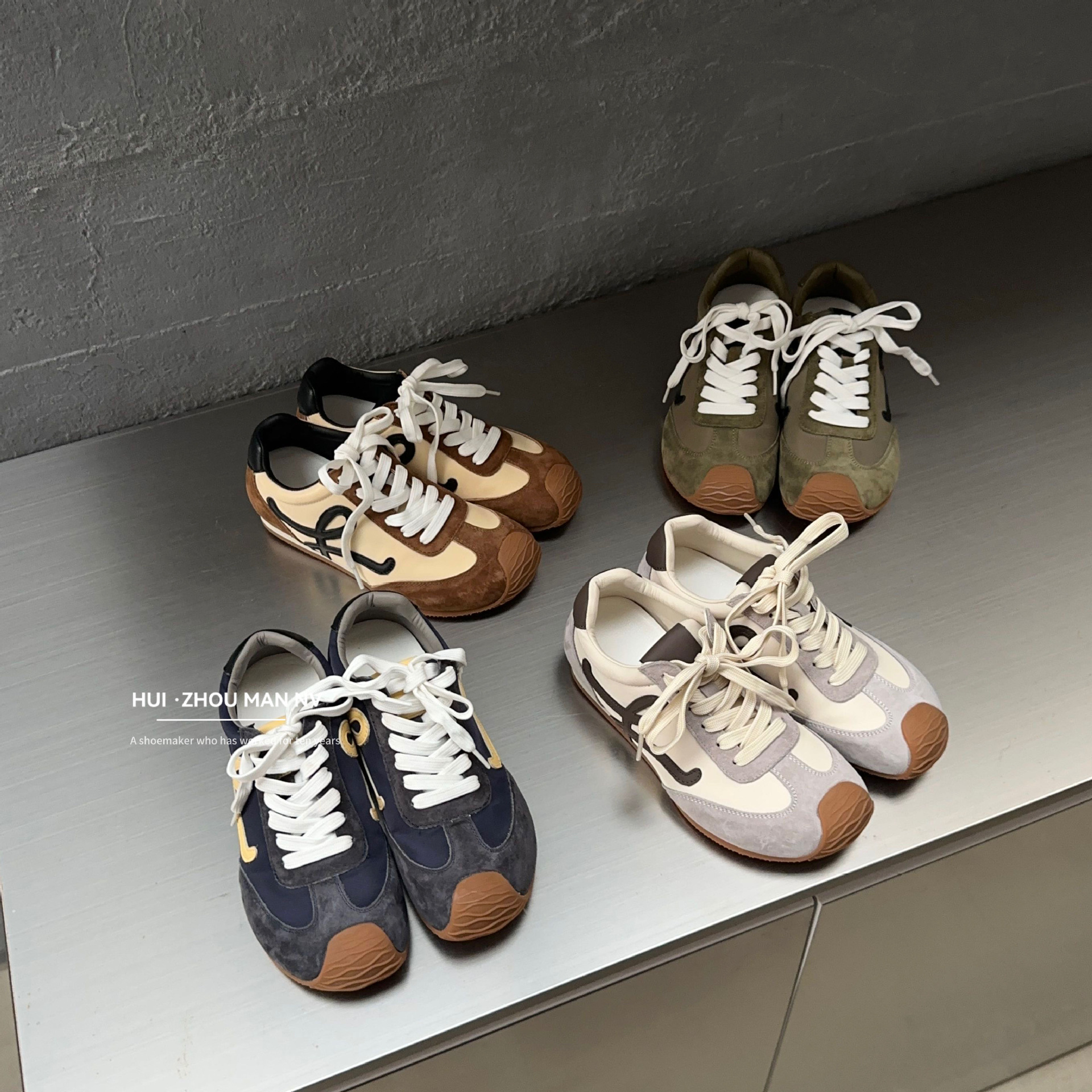 Genuine Leather Height-Increasing Gat-Style Sneakers for Women, 2026 New Model, Outdoor Hiking Casual Sports Shoes, Retro Thick-Soled Sneakers