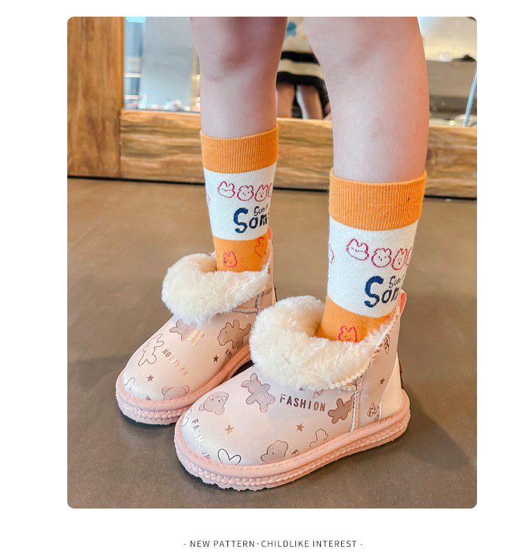 Simpatiche scarpe di cotone da ragazza 2023 nuovi stivali invernali di cotone morbidi e spessi isolanti, antiscivolo, stivali da neve per ragazzi,_voghion.com