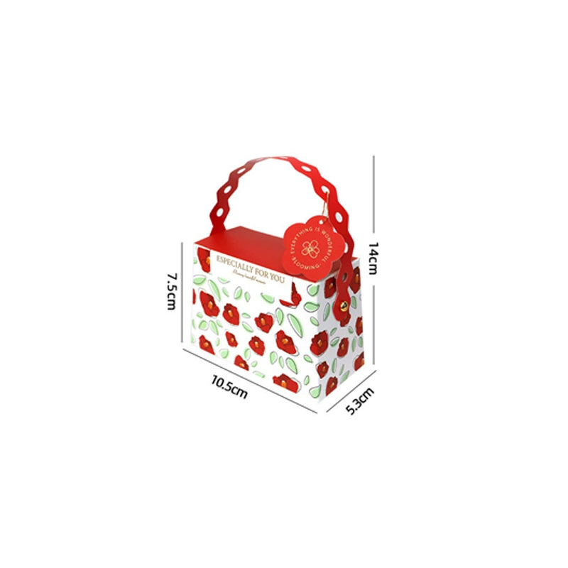 Gift Box Floral Handheld, Small & Large with Hanging Card, Red/Pink Flowers, Compact Sizes