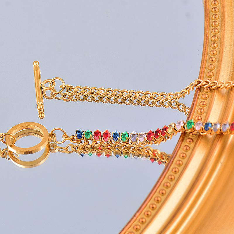 Fashion Butterfly Titanium Steel Inlay Zircon Pendant Necklace 1 Piece