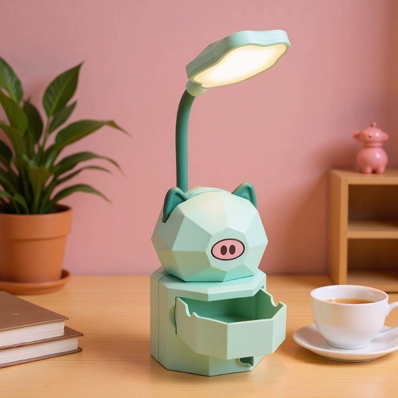 Cartoon teaching reading for students, table lamp, creative storage system, night light, eyes protection