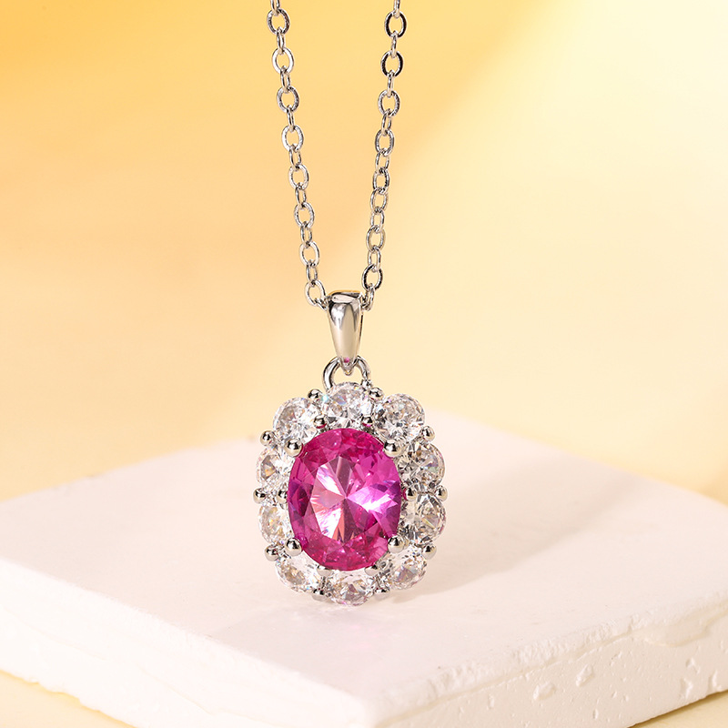 2024 nueva joyería Zhuang Shengsheng fondo de cobre chapado en oro simulación corindón rojo temperamento retro tres juegos 8*10-6*8