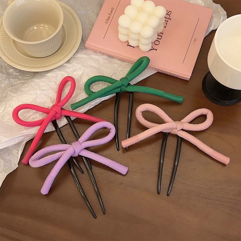 Dulce arco en forma de U, lindas bolas de cabeza, simple detrás de la cabeza, clipes de cabello modernos para las mujeres