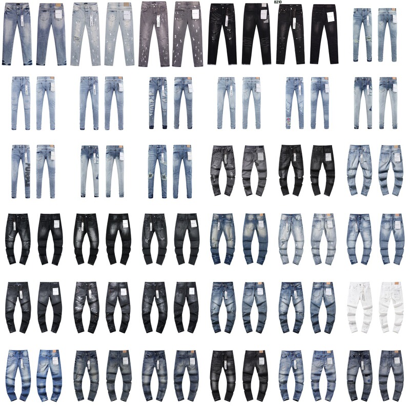 Cross-Border European and American Purple Brand Straight-Leg Jeans Washed Retro Ripped Handsome American Collection