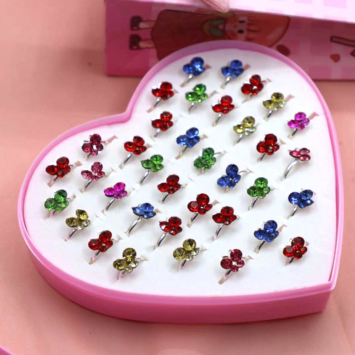 Cartoon Style Crown Flower Butterfly Alloy Plating Inlay Rhinestones Girlu0027S Rings 1 Set