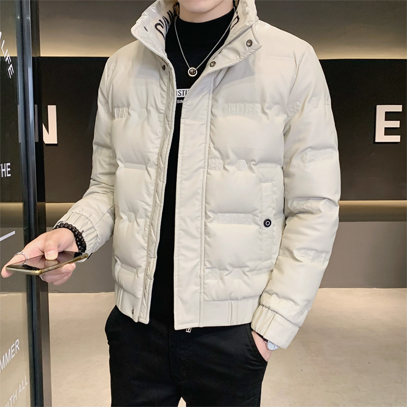 2025 Winter New Men's Leather down Jacket Thickened Short Stylish Pu Leather Stand Collar Warm Coat Wholesale