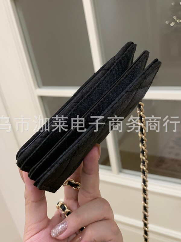 凹型スモールバッグ カメリアリボン ショルダーストラップ チェーン ブラックサテン ミニスモールショルダーバッグ ギフトボックス付き|undefined