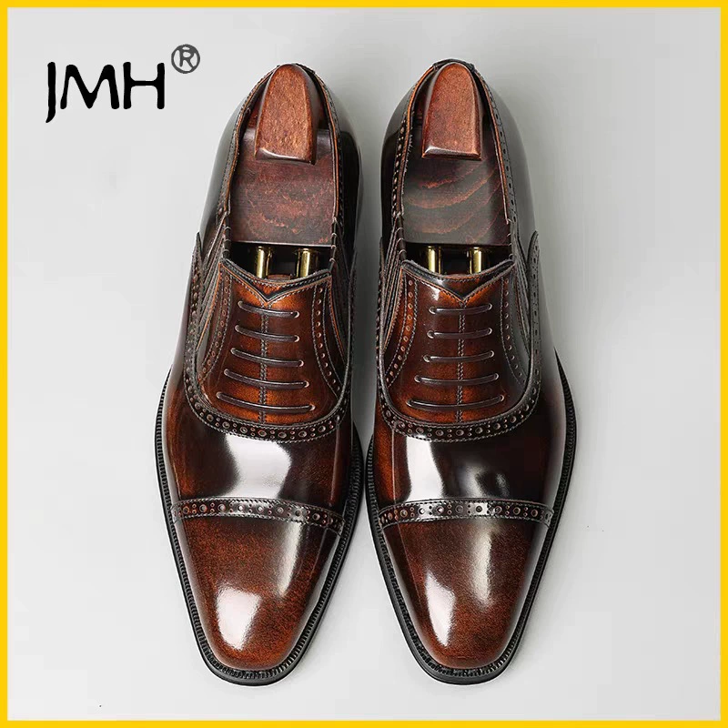 Трансграничные Яркие Кожаные Туфли из лакированной кожи с тремя суставами, мужские туфли-оксфорды, деловое платье из натуральной кожи, британская ручная работа, новые туфли дерби