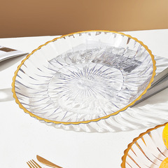 Kindergarten children's snack small plate plastic PET transparent desktop fruit plate home lace round fruit basket