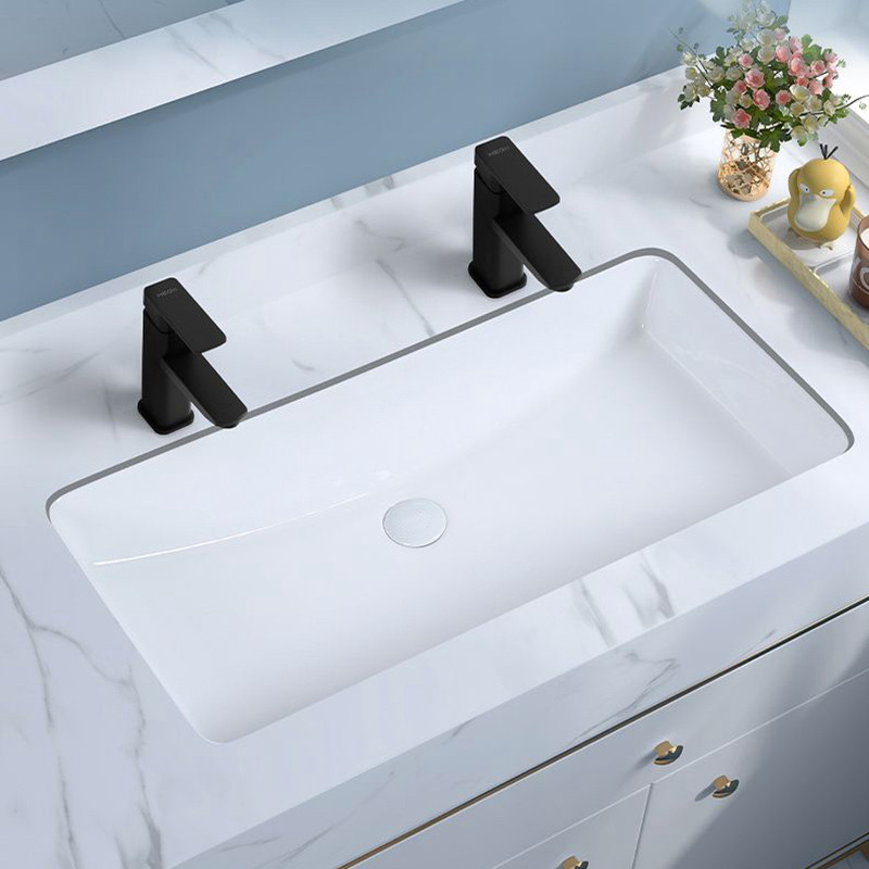 高檔方形平底台下盆嵌入式台盆優質陶瓷盆洗手盆單盆衛生間洗臉盆