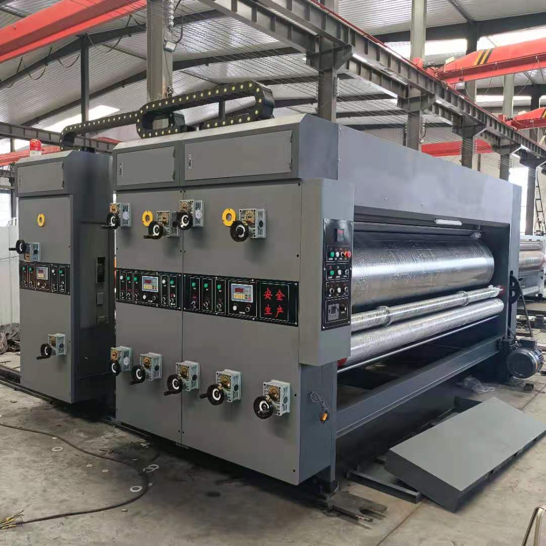 大版辊双色印刷四联模切开槽机 3500X700链条双色开槽