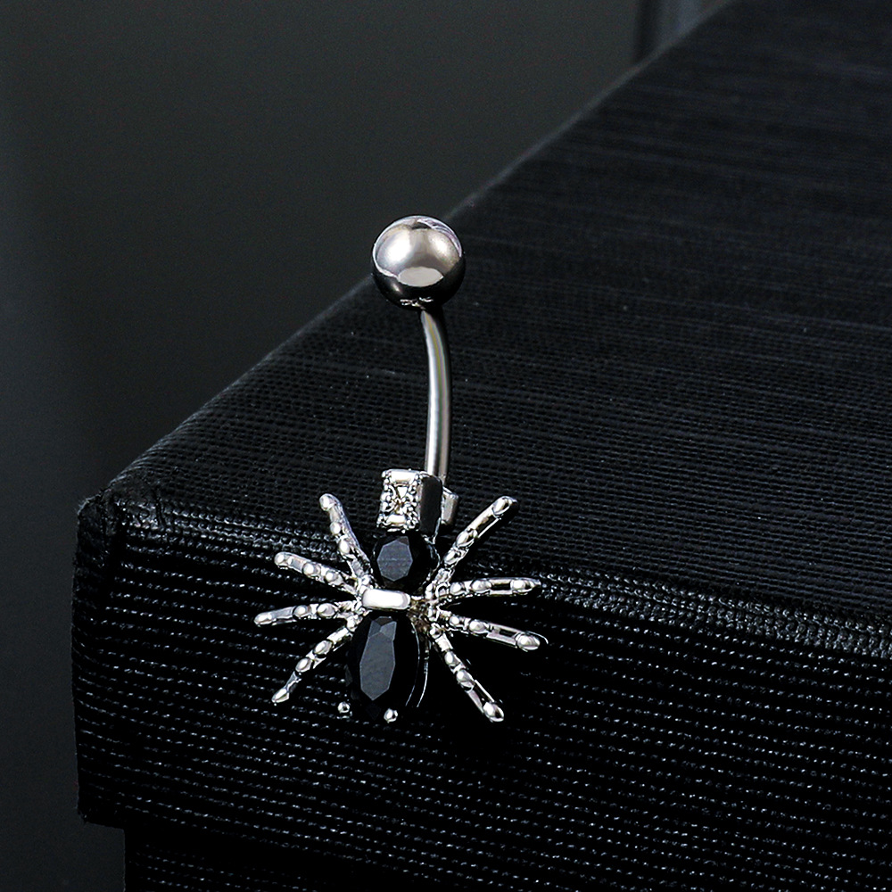 Sexy Spider Butterfly Stainless Steel Inlay Zircon Belly Ring
