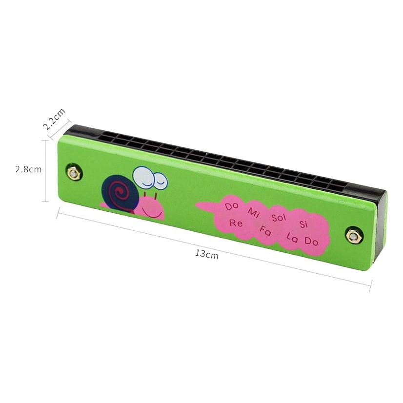 Children's Wooden Painted Harmonica Wooden Family New and Unique Educational Early Education Toy Cartoon 16-Hole Harmonica
