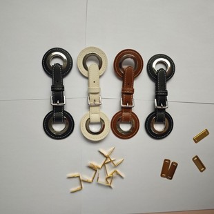 High-End Coat with Leather Buttons, Trench Coat with Cuffs and Belt, Waist-Cinching Buttoned Sweater with Fur and Metal Leather Strap