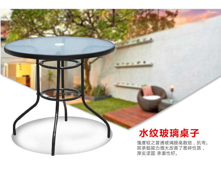Simple tempered glass round table folding table outdoor courtyard balcony garden cafe dining table outdoor furniture