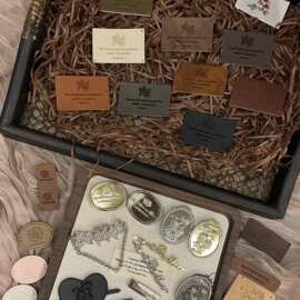 悠织山茶花Camellia复古 金属标牌手工包包配件配饰皮标装饰辅料