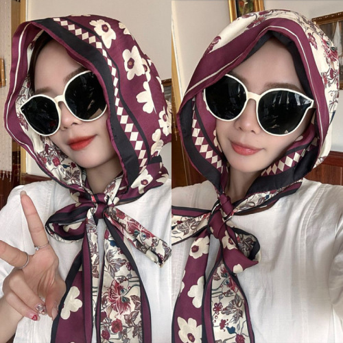 Double-Sided Double-Layer Sun Protection Scarf with Tassels, Fashionable and Versatile, Spring and Summer Compatible Head Scarf with Hood