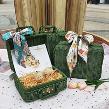 明藤绿色手提箱月饼礼品包装盒伴手礼物田园风收纳箱送朋友家人