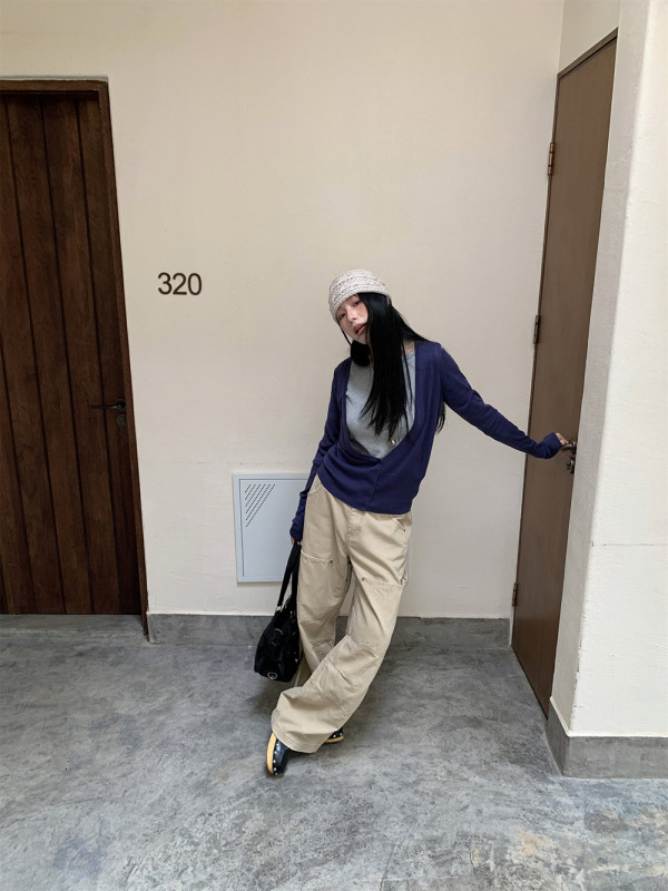 [9hour]解构拼接设计感牛仔裤女 2025秋季个性工装直筒裤女HC1337|undefined