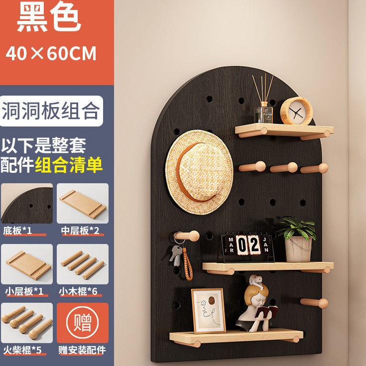 puerta de entrada madera sólida agujero de madera placa de agujero estante de pared de pared