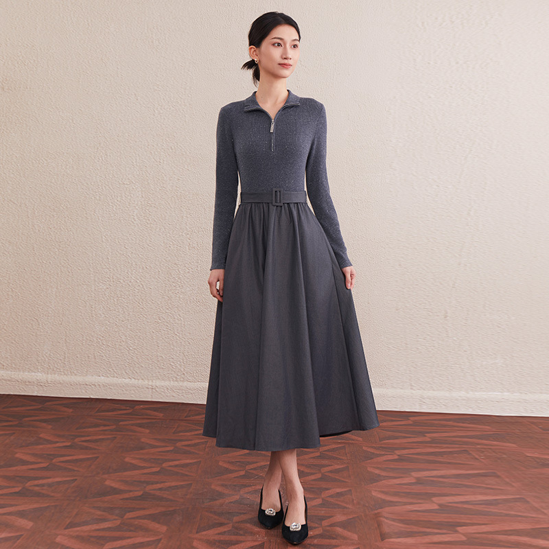 Nanyou Classy Boutique Elegant Long-Sleeved Half-High Collar with Belt to Slim down the Waist and Slim Long Knitted Dress Nanyou Classy Boutique Elegant Long-Sleeved Half-High Collar with Belt to Slim down the Waist and Slim Long Knitted Dress