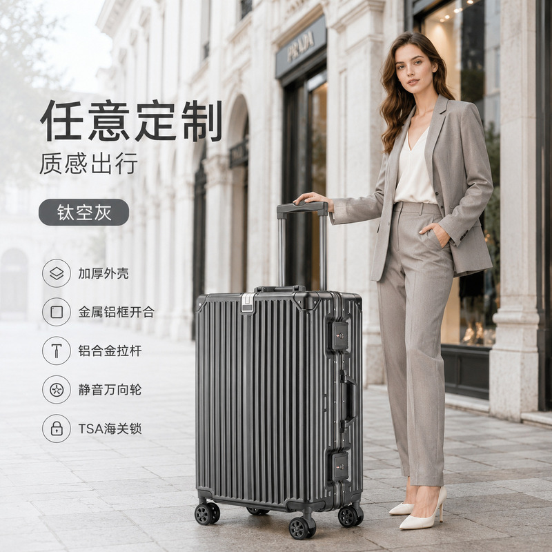 Carefully Selected Aluminum Frame Luggage Suitcase with Custom Logo, Large Capacity, Customs Lock, Business 24-Inch Travel Carry-On Suitcase 20inch Carefully Selected Aluminum Frame Luggage Suitcase with Custom Logo, Large Capacity, Customs Lock, Business 24-Inch Travel Carry-On Suitcase 20inch