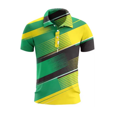 Men's Polo Shirt Golf Shirt Button Breathable Quick-Drying Wet Fan-Shaped Short-Sleeved Men's Clothing Summer