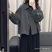 双面羊绒大衣短款2025年秋冬新款简约高领高级感单排扣羊毛呢外套