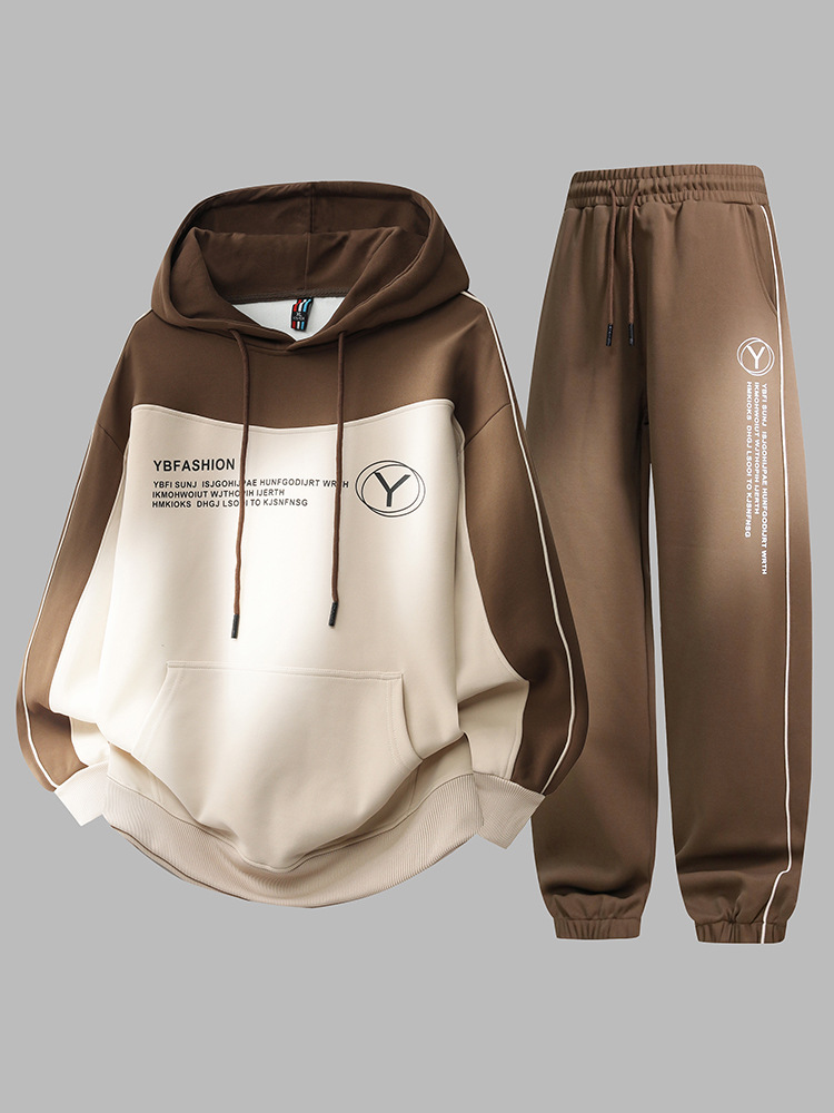 2025 nuevo juego deportivo de otoño y invierno juvenil hombre casual moda chaqueta de cuello redondo chaqueta pantalones largos de dos piezas