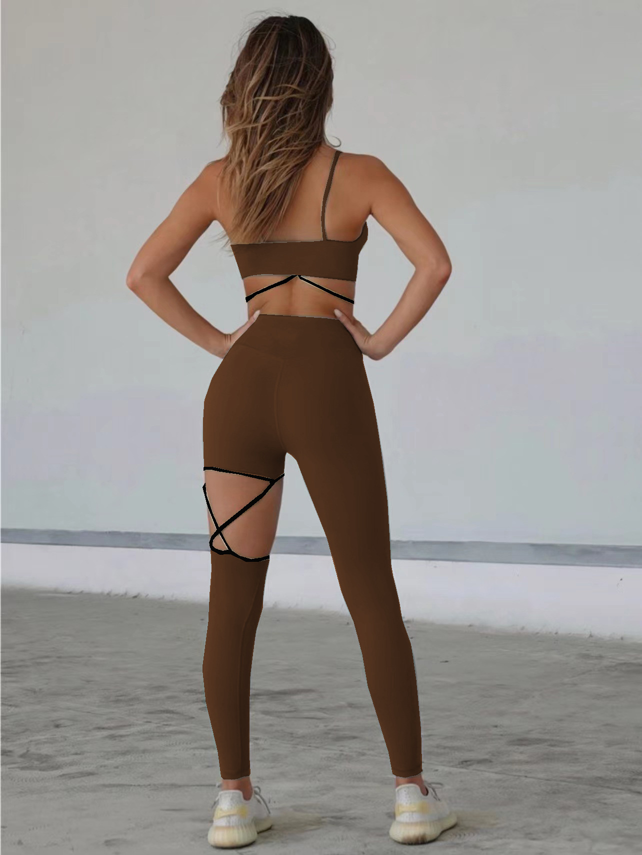 Sports Solid Color Nylon Halter Neck Tracksuit Vest Leggings display picture 11