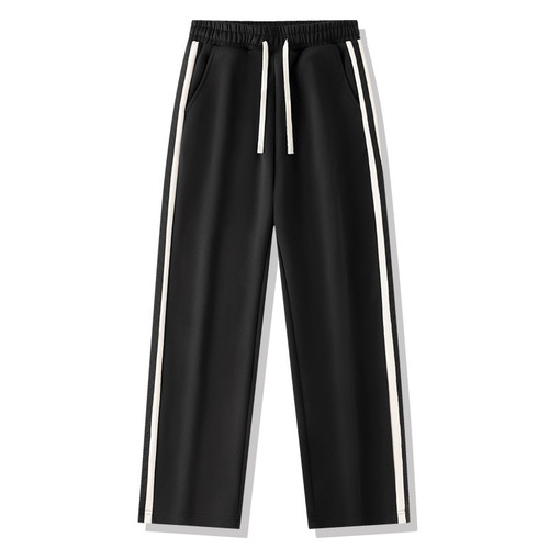 Men's Spring and Autumn Style American Striped Tape Pants, Streetwear Cool Brand, Gritty Cool Casual Sports Long Pants, Teenage Straight Leg Sweatpants