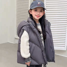 儿童羽绒服马甲男女童秋冬季连帽白鸭绒加厚保暖外套韩版宽松背心