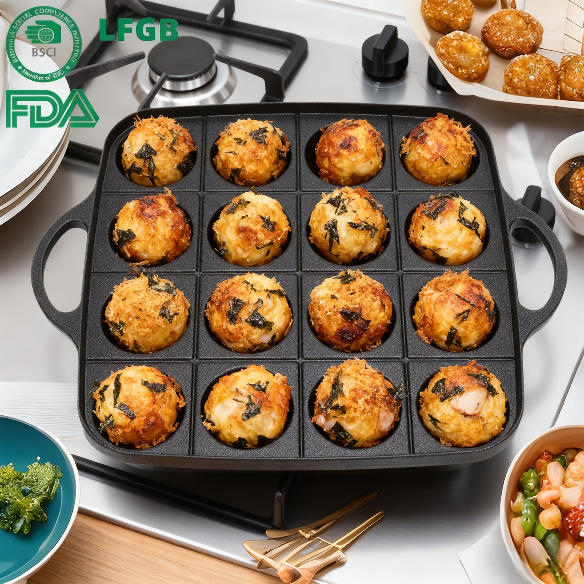 Cross-Border Household 16-Hole Octopus Ball Baking Pan Quail Egg Octopus Baking Mold Machine Baking Pan Barbecue Ball Non-Stick Pan