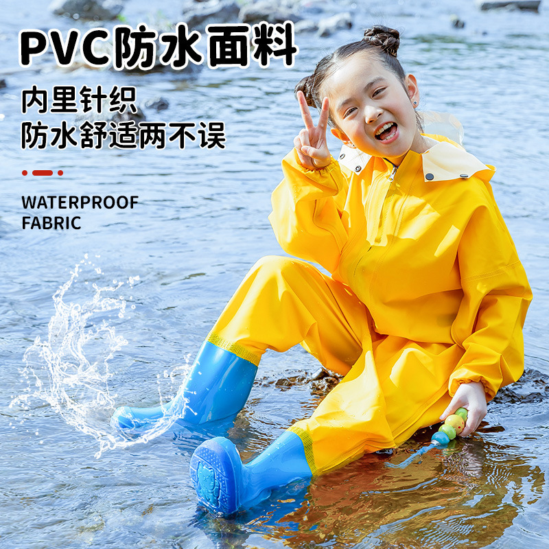 Children's water-playing one-piece water pants sea-catching equipment kindergarten waterproof clothes wading clothes catch fish rain pants Beach