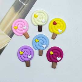 卡通彩色棒棒糖PVC软胶配饰DIY发夹手机壳洞洞鞋收纳盒冰箱贴批发