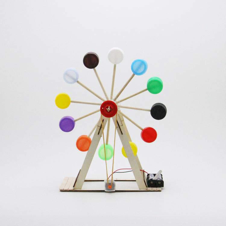 Primary school creative handmade DIY bottle cap ferris wheel science and technology small production science teaching aids experimental toy model materials Primary school creative handmade DIY bottle cap ferris wheel science and technology small production science teaching aids experimental toy model materials