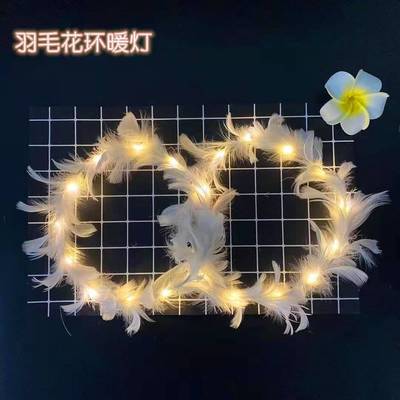 新款发光发箍小仙女羽毛花环节日晚会演出头饰女学生发卡地摊热销|ms